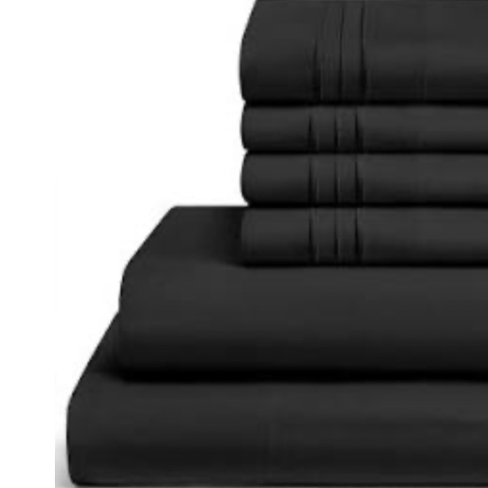 CGK Unlimited Linens Hotel Luxury Black Sheet Set 6 Piece Queen Microfiber